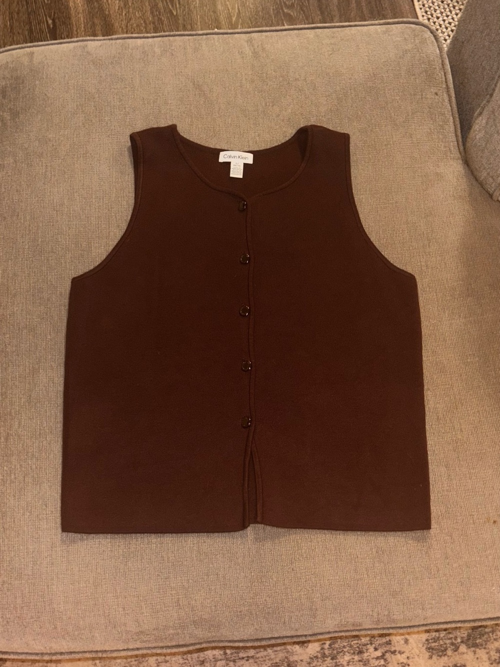 Calvin Klein Dark Brown Button-Front Knit Vest